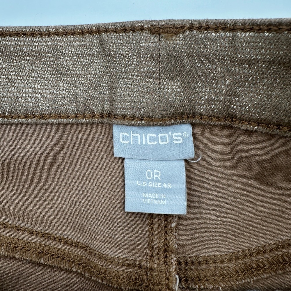 Chicos Metallic Gold Snakeskin Slim Straight Jeans Size 4 Reptile Glam Party - Picture 2 of 9